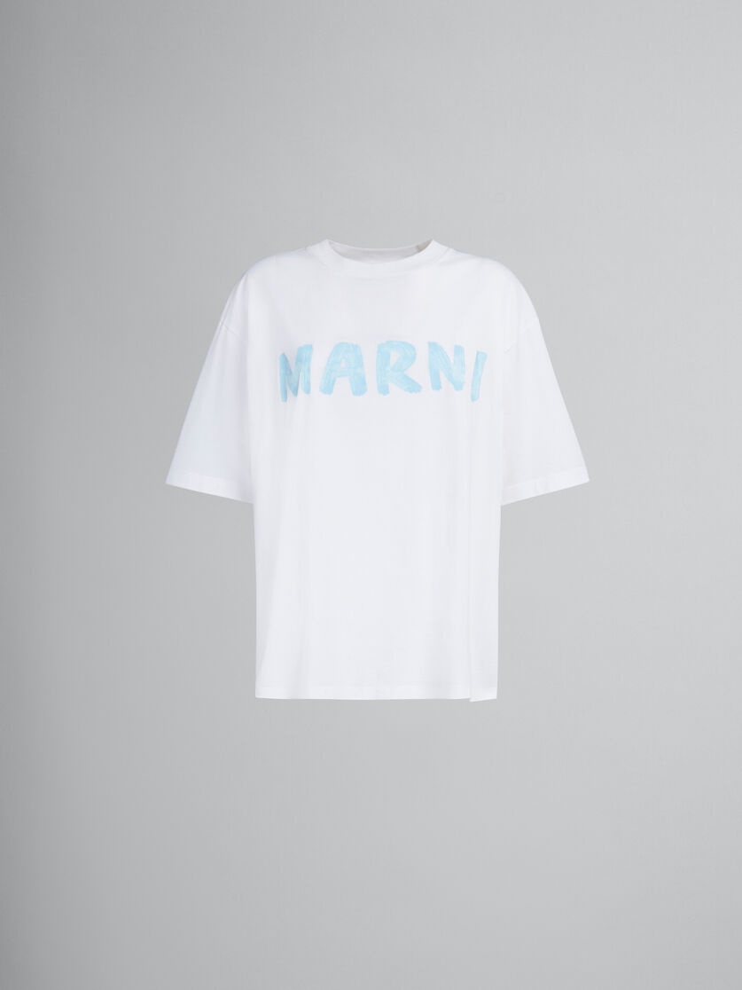 WHITE ORGANIC COTTON T-SHIRT WITH LOGO - 1