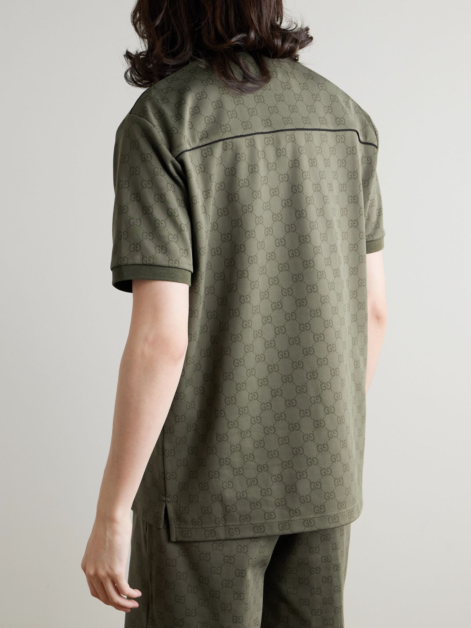 Logo-Jacquard Polo Shirt Forest green - 3