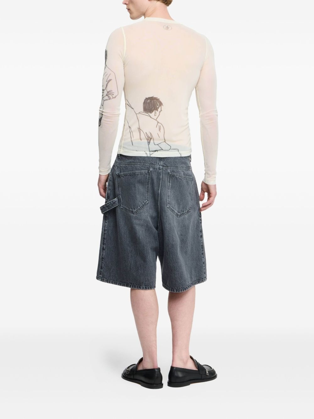 sketch-mesh long-sleeve T-shirt - 3