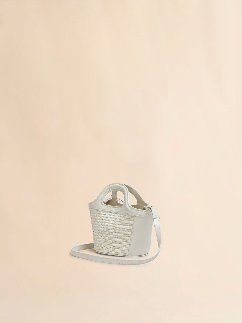 TROPICALIA MICRO BAG IN LIGHT BLUE LEATHER AND RAFFIA-EFFECT FABRIC - 2