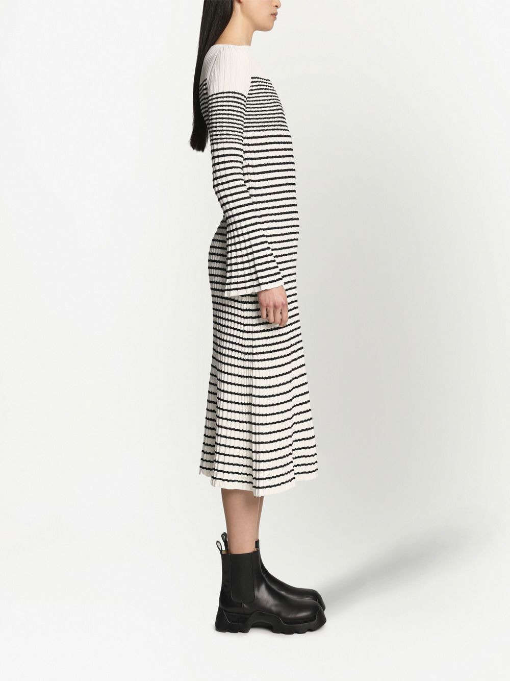 striped bouclé knit dress - 3