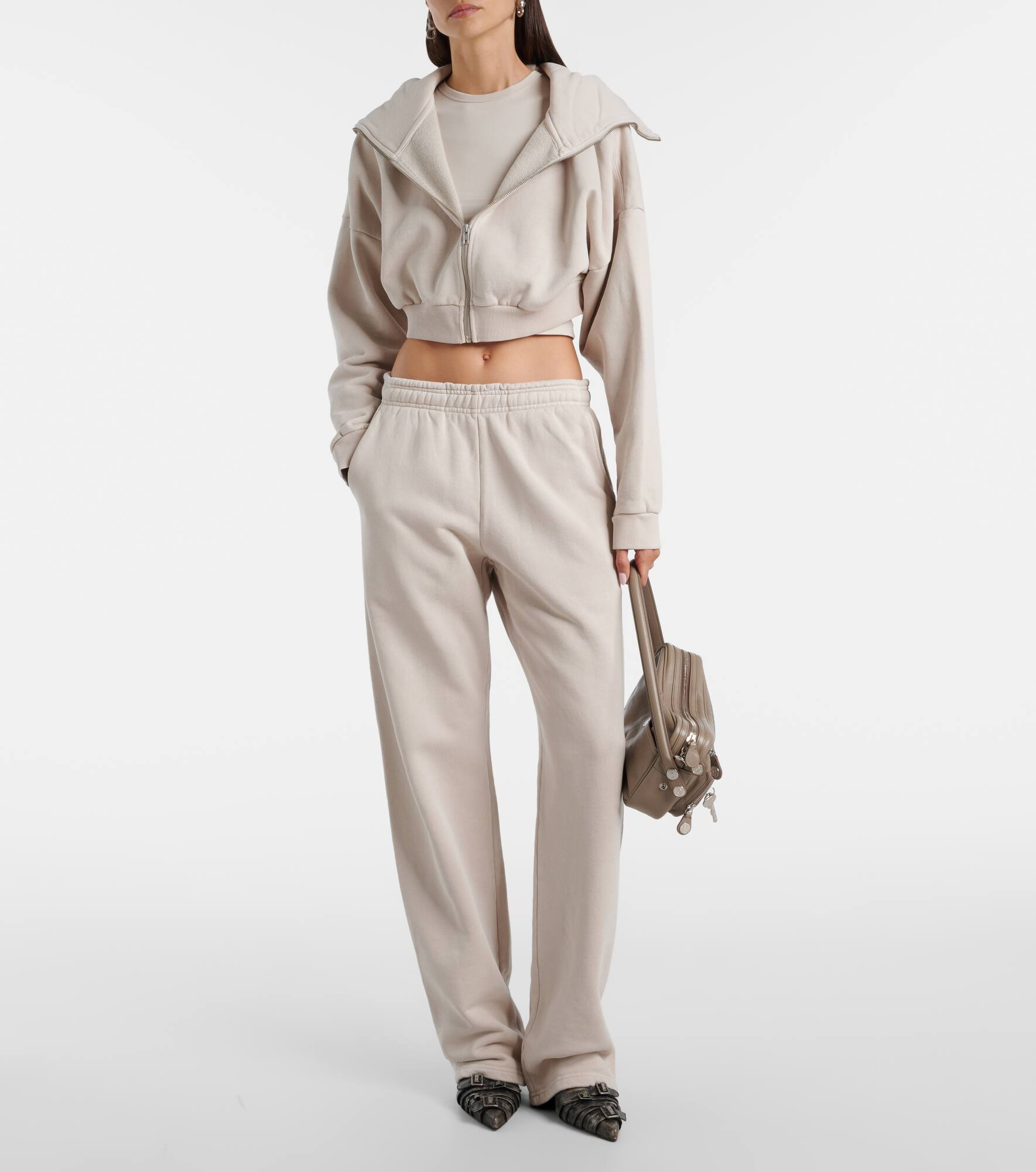 Zip-up cropped cotton hoodie - 2