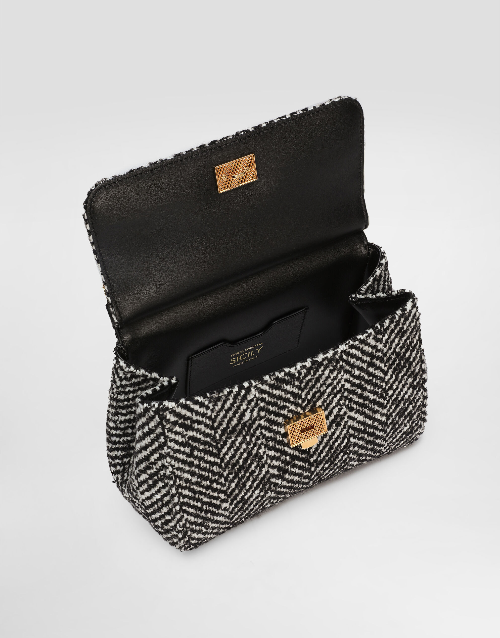 Sicily medium chevron wool handbag - 5