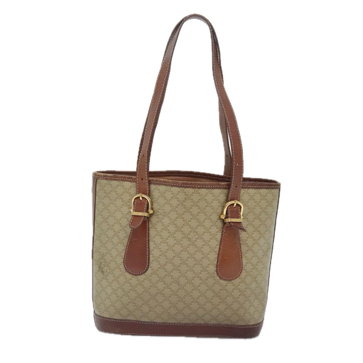 CELINE Macadam Canvas Tote Bag Pvc Leather Beige - 2
