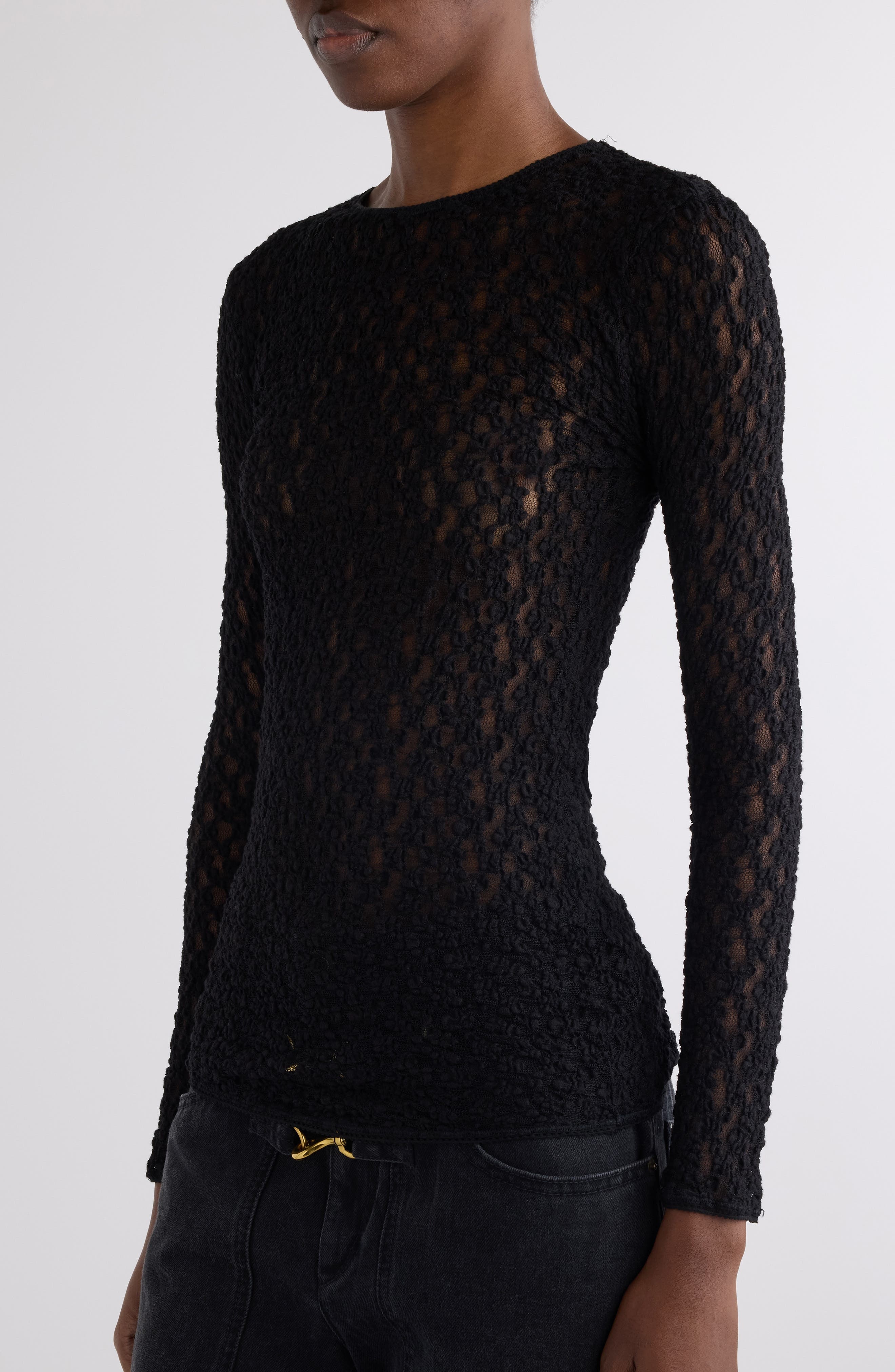 Isabel Marant Gaella Stretch Lace Top in Black at Nordstrom - 5