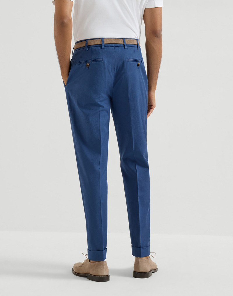 Garment-dyed Italian fit trousers in American Pima comfort cotton gabardine 3