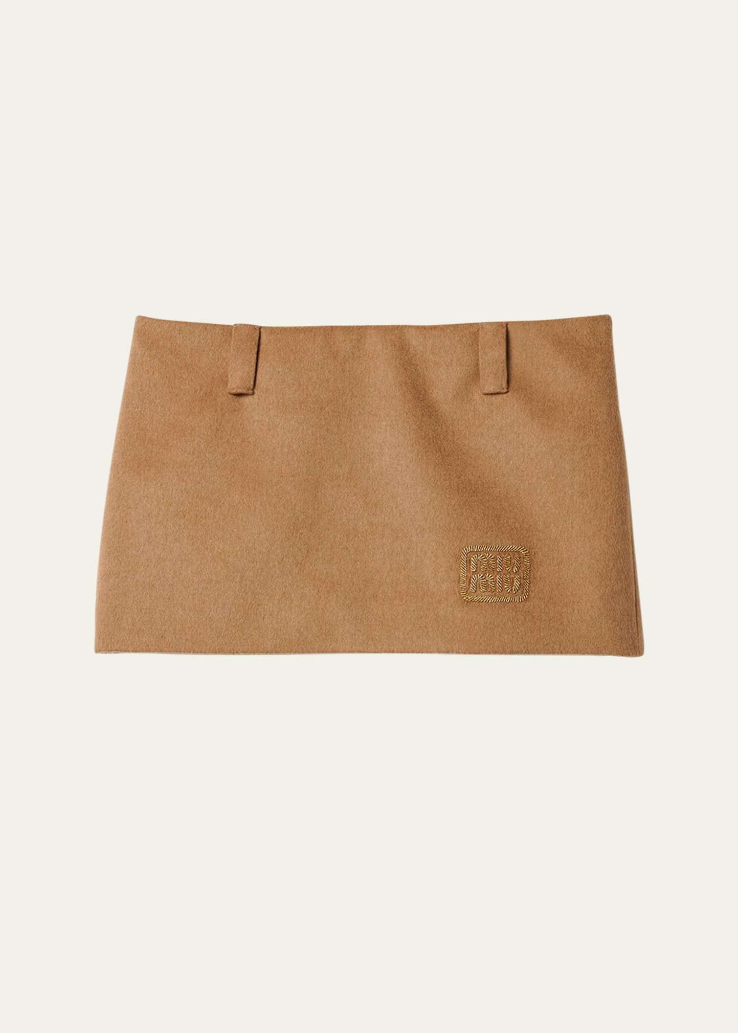 Logo Camel Hair Mini Skirt - 1