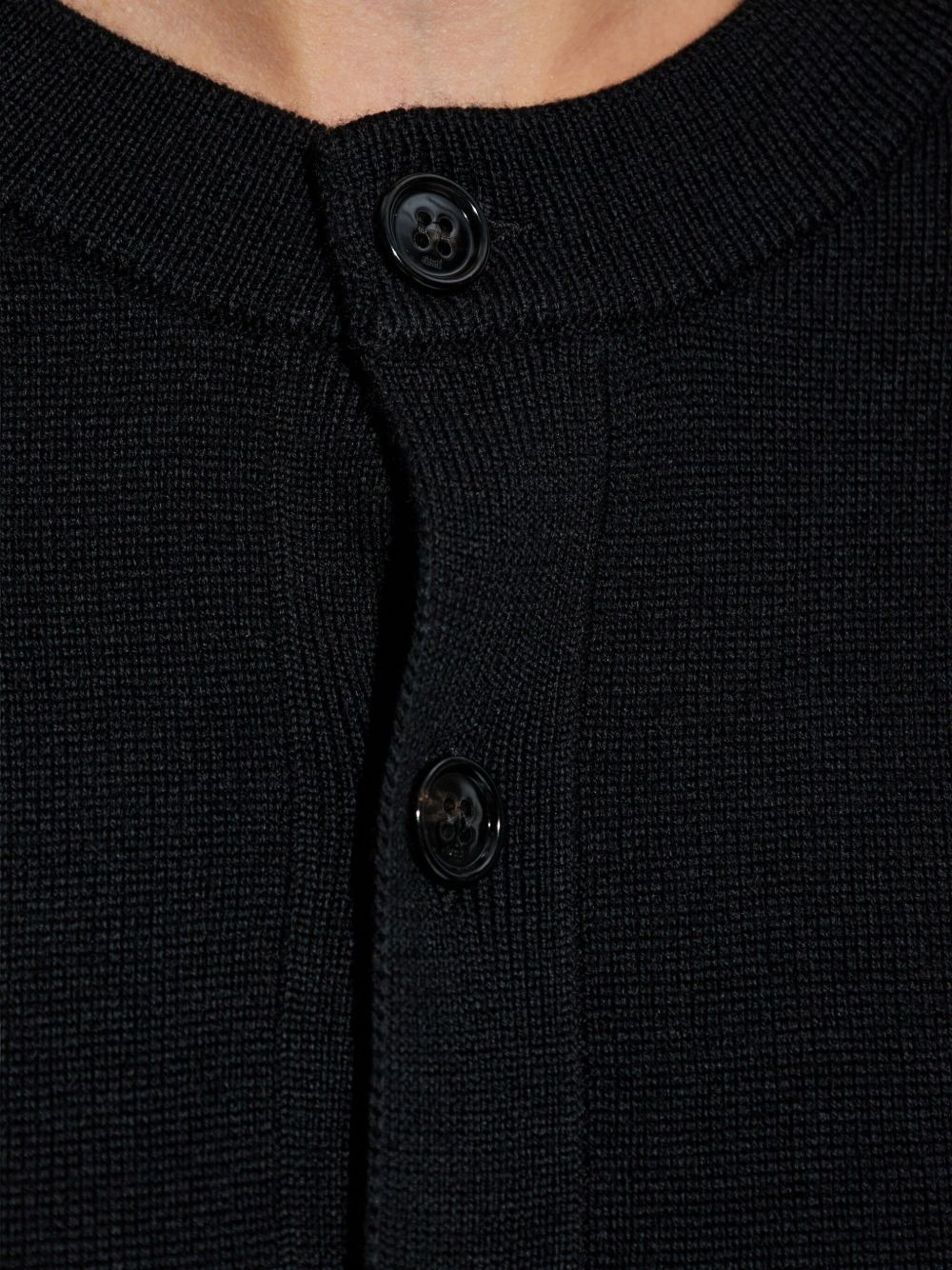 heart-embroidered button wool cardigan - 5