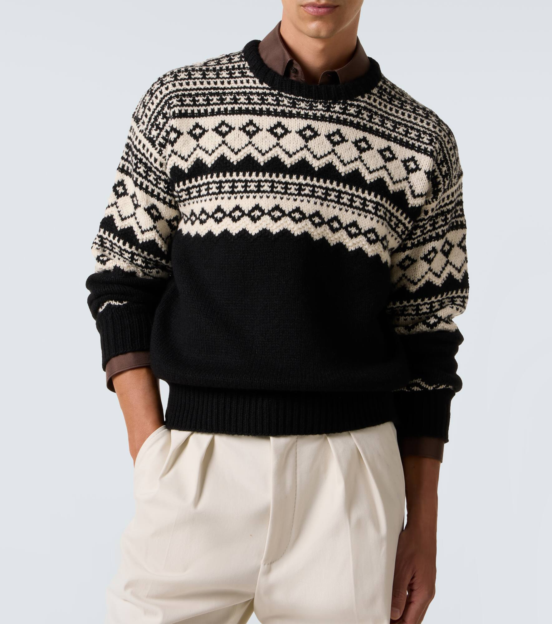 Intarsia cashmere sweater - 5