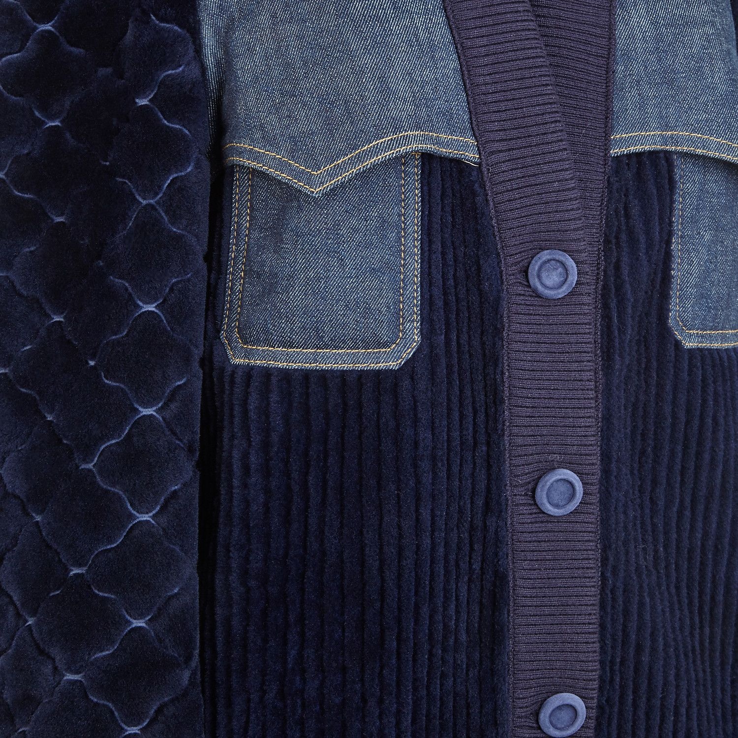 Blue shearling and denim jacket - 3