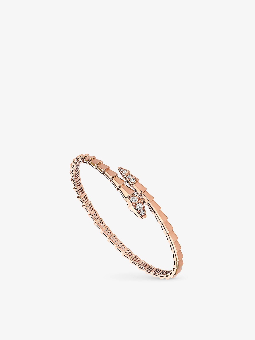 Serpenti Viper 18ct rose-gold and 0.47ct brilliant-cut diamond bangle bracelet - 1