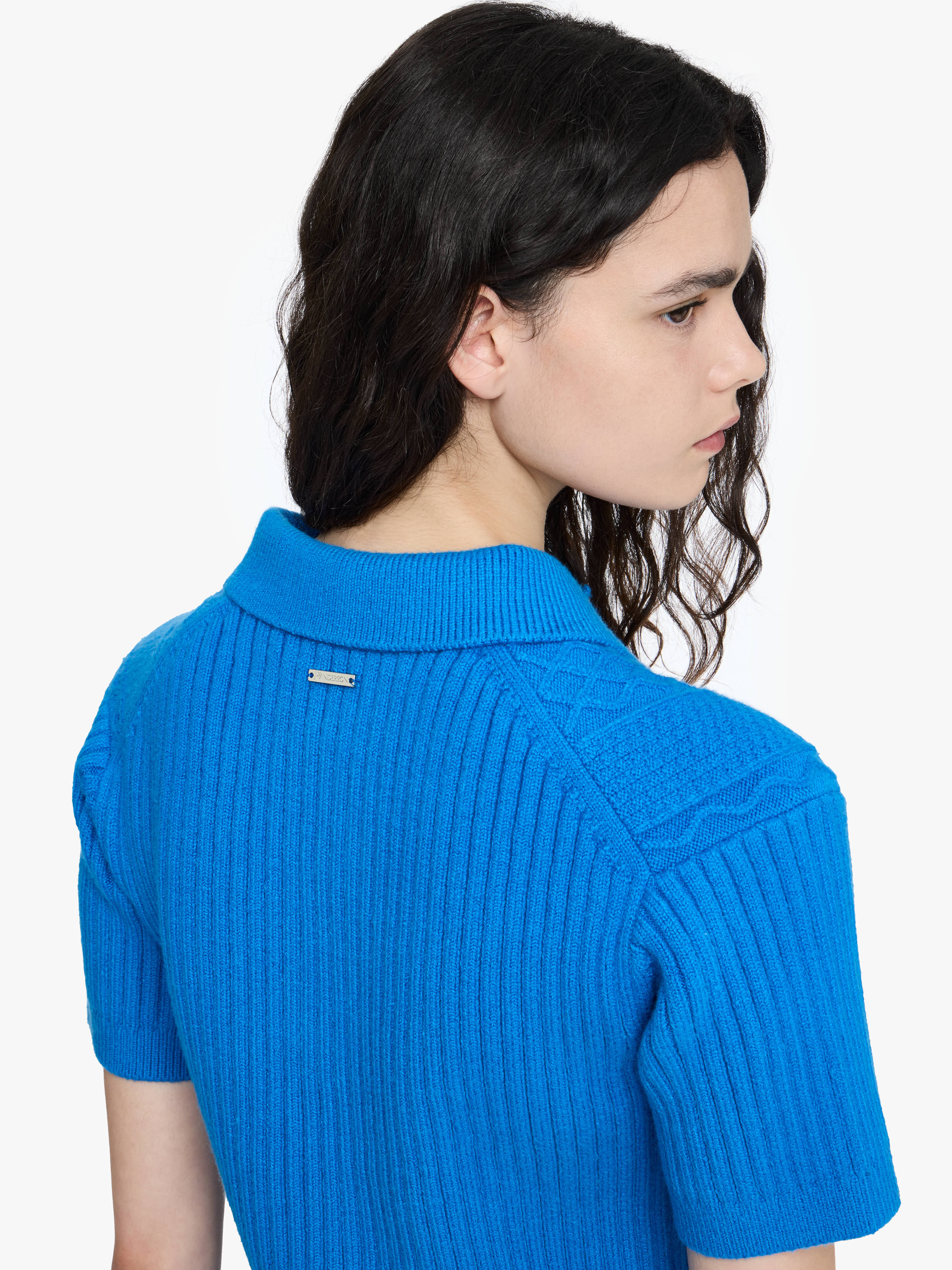 CROPPED CABLE KNIT POLO - 4