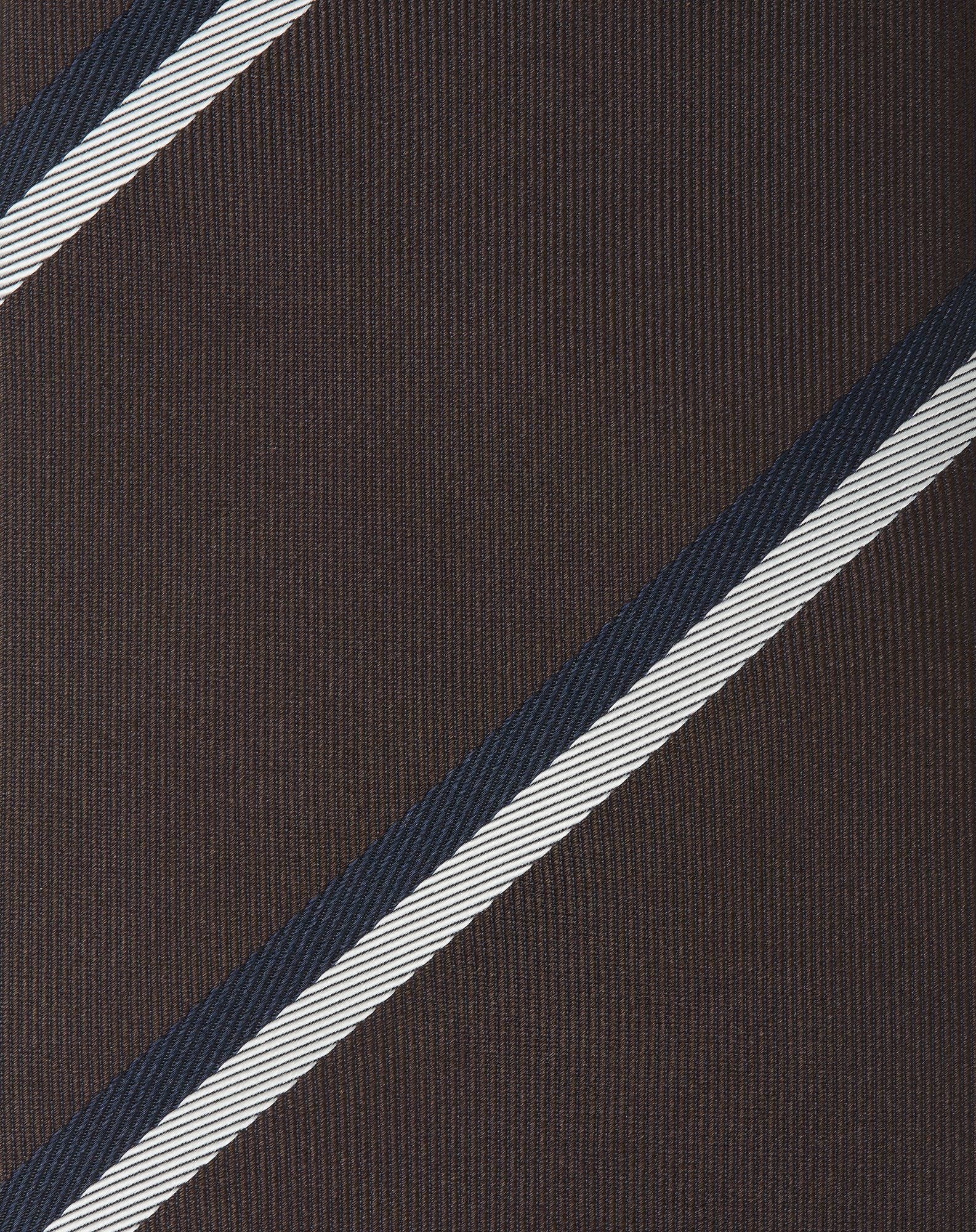 Regimental brown silk tie - 4