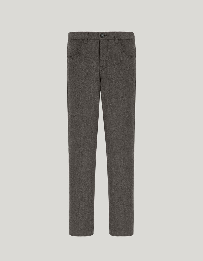 TAUPE FIVE-POCKET PANTS IN IMPECCABILE WOOL FLANNEL 1