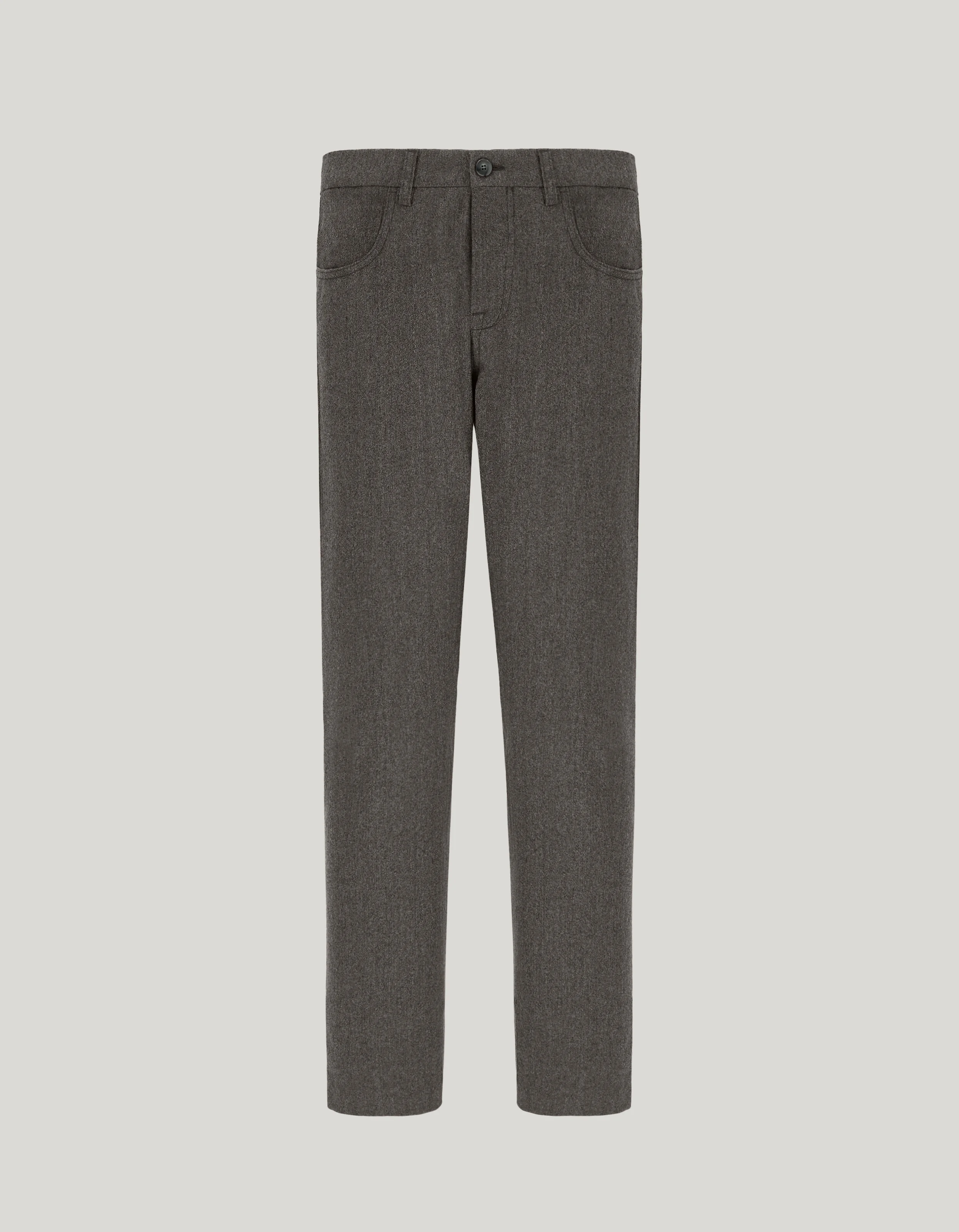 TAUPE FIVE-POCKET PANTS IN IMPECCABILE WOOL FLANNEL - 1