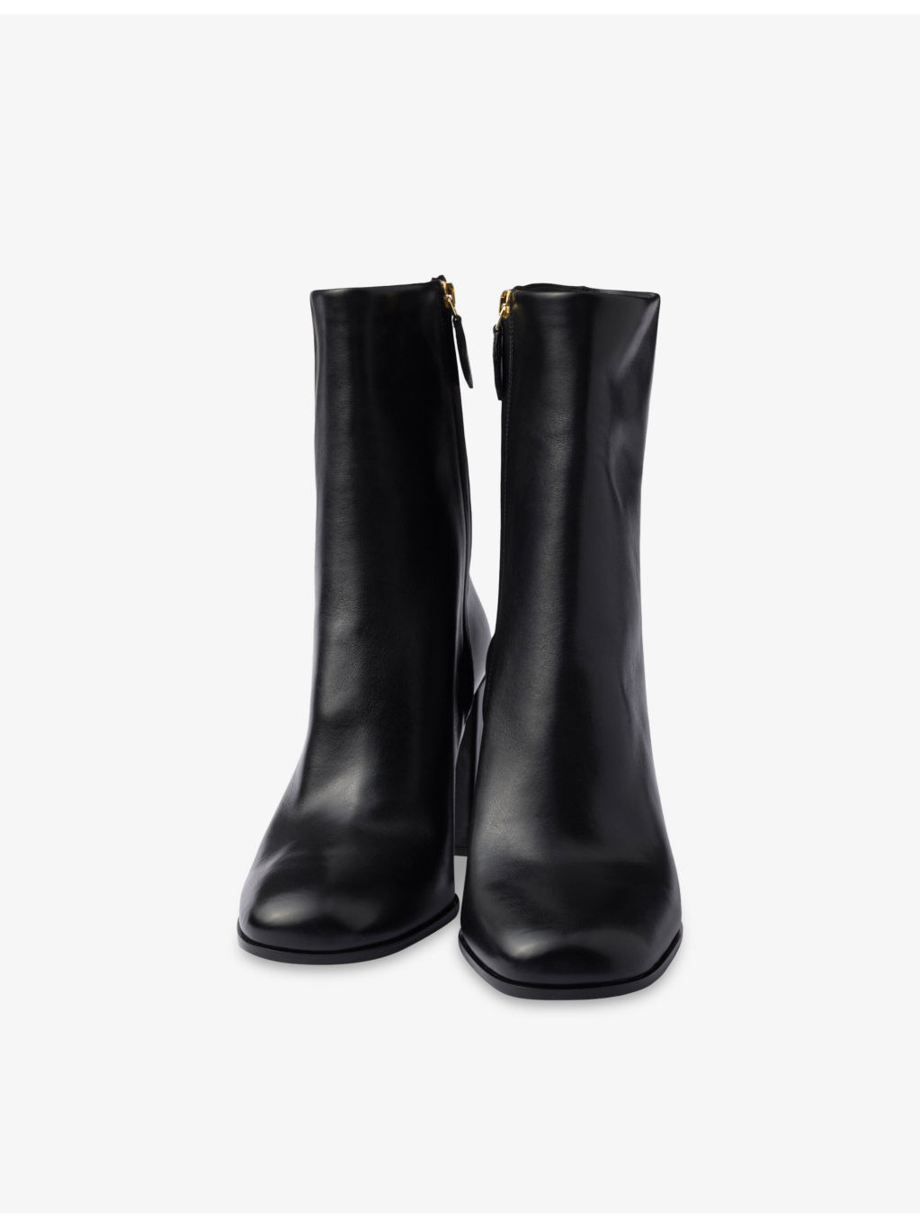 Brand-Plaque Leather Heeled Ankle Boots - 5
