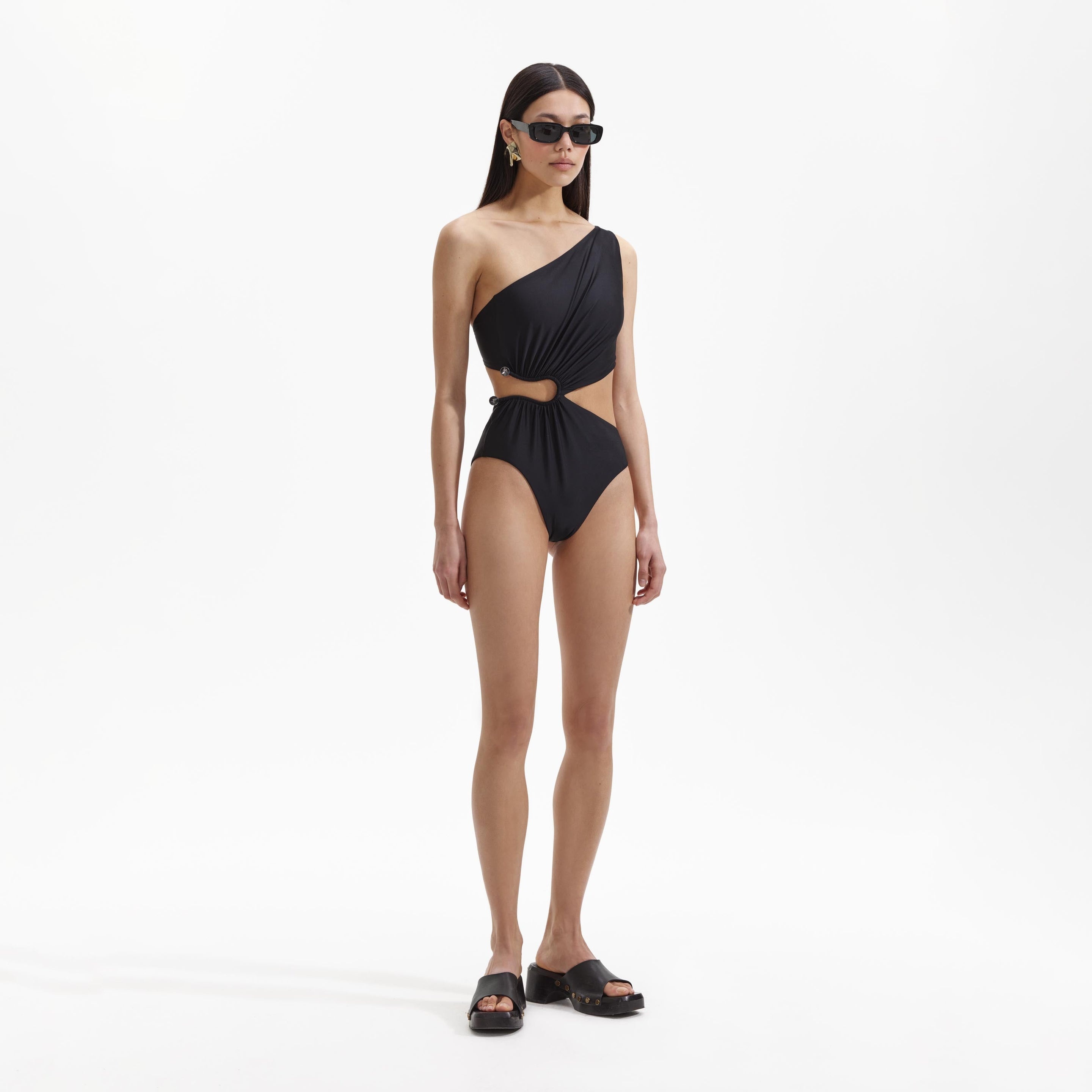 Black Asymmetric Swimsuit - 2