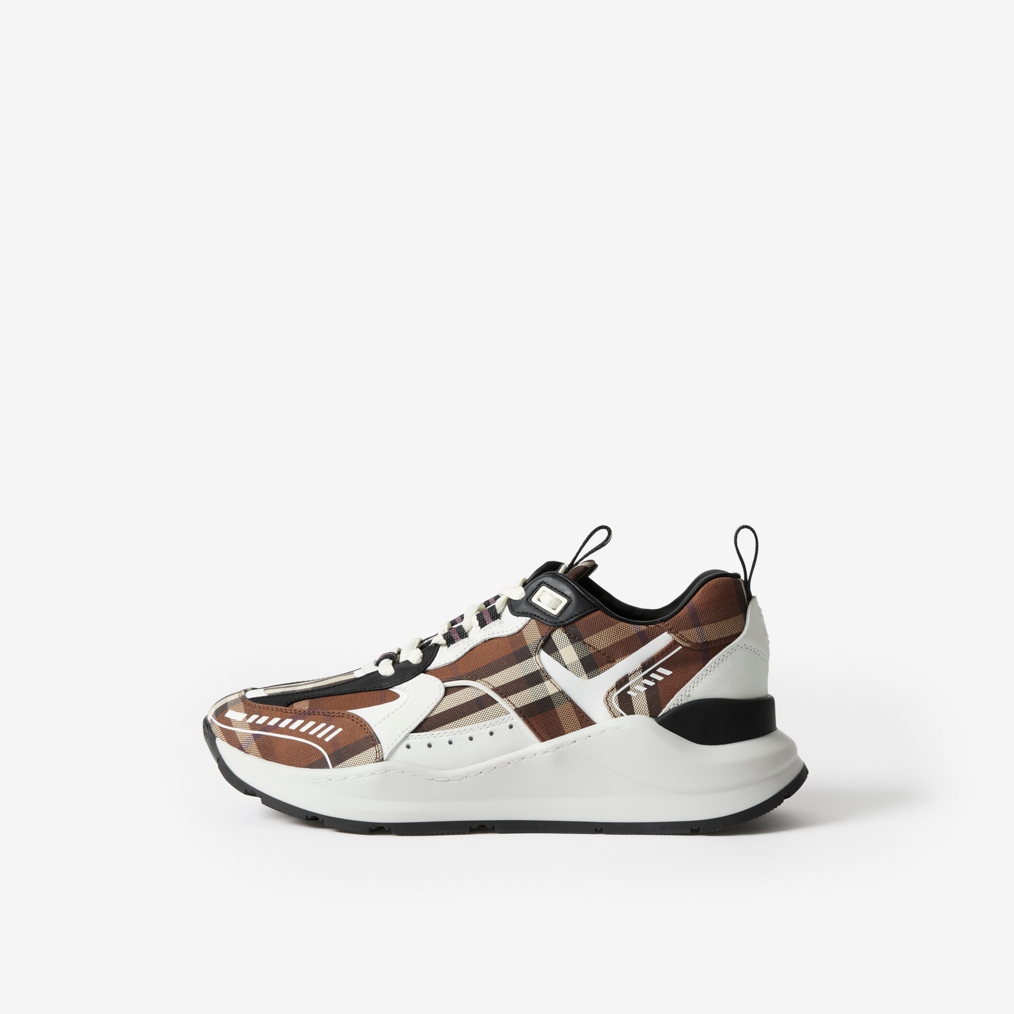 Vintage Check Cotton and Leather Sneakers - 5