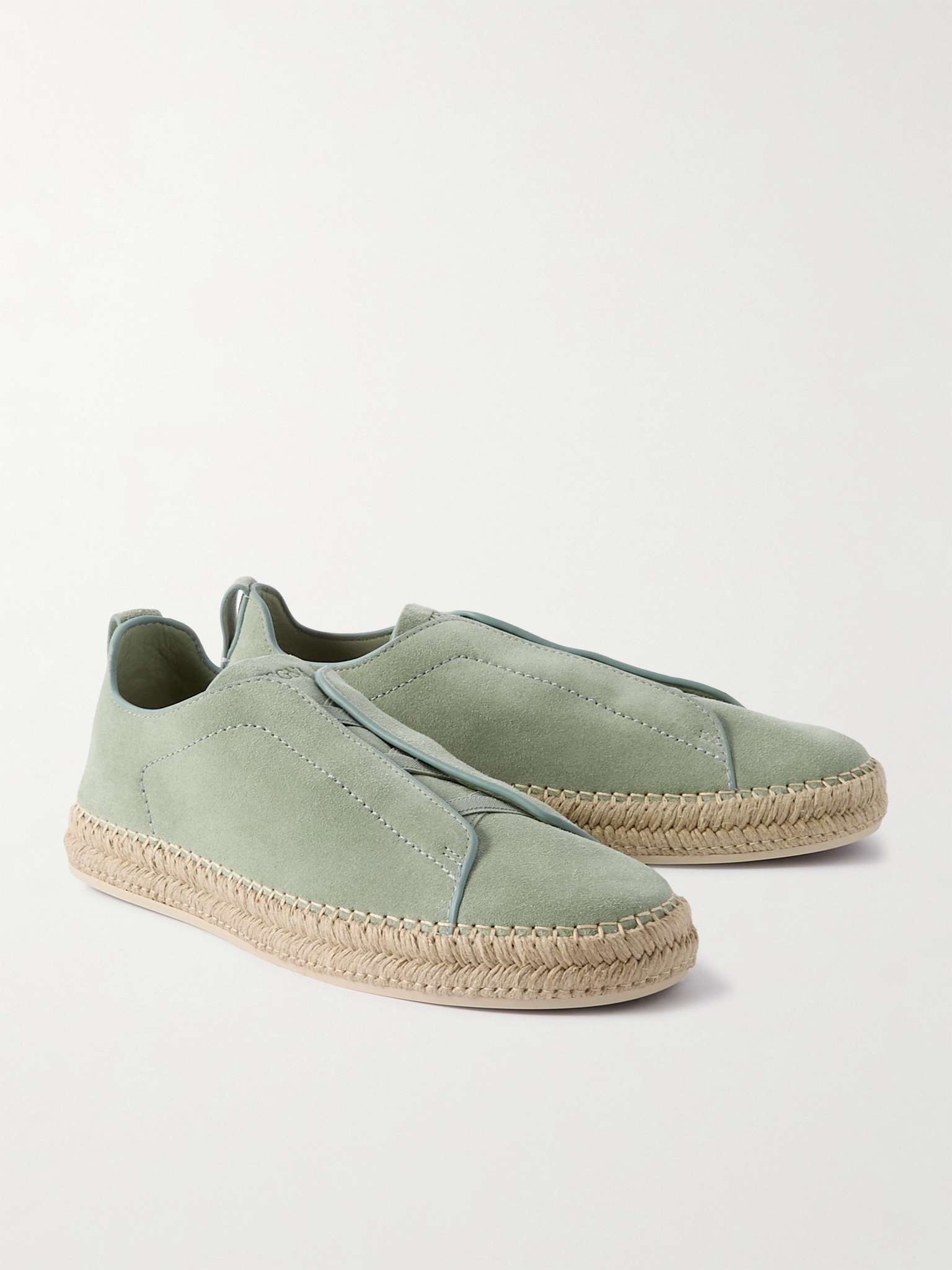 Triple Stitch™ Leather-Trimmed Suede Slip-On Sneakers - 4