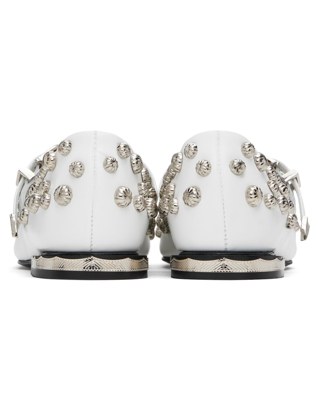 White Polido Ballerina Flats - 2