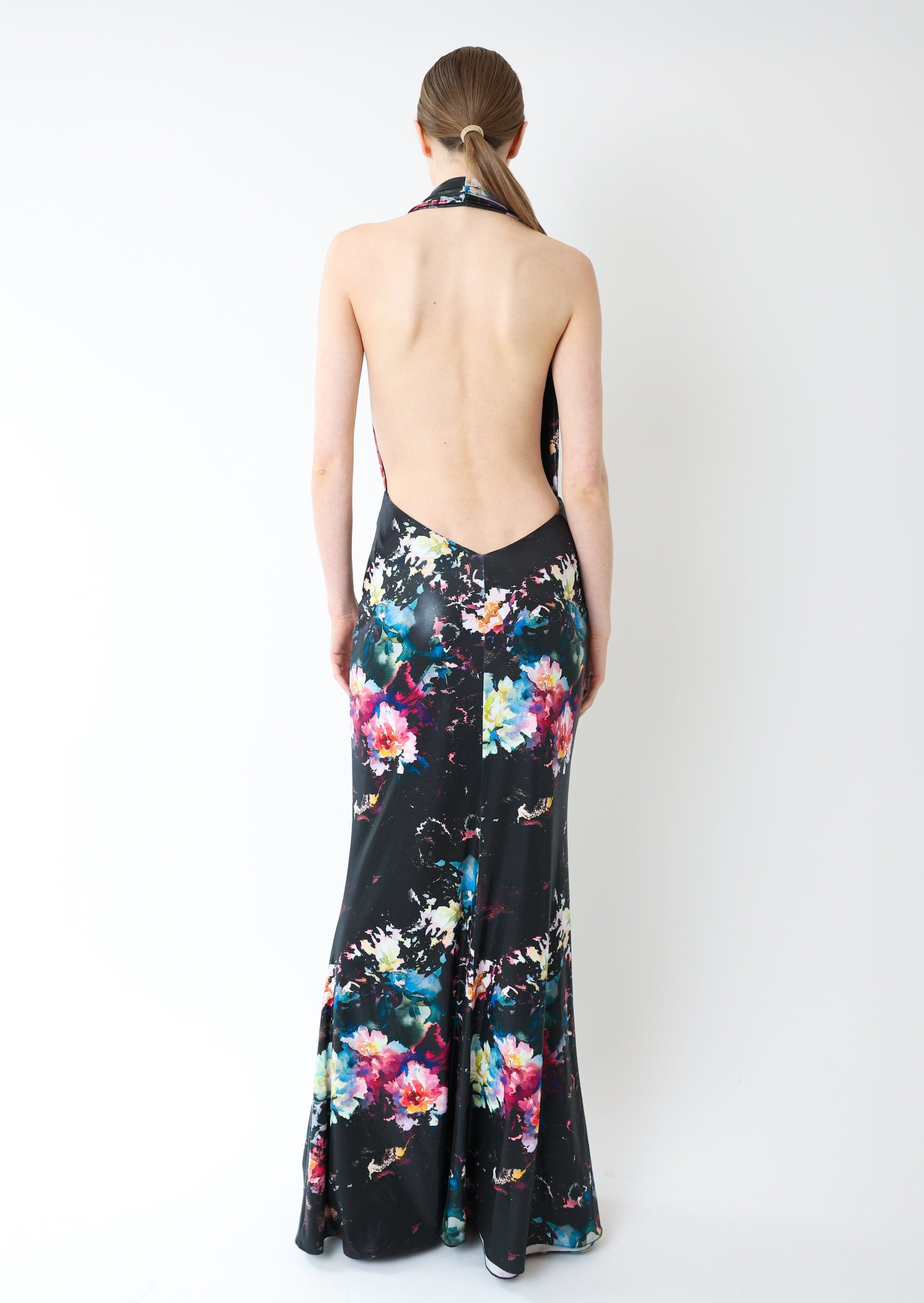 Floral Jersey Deep Cowl Neck Gown - 3