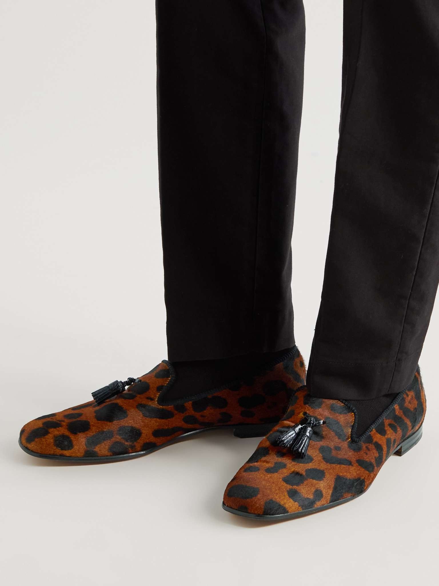 Leather-Trimmed Cheetah-Print Calf Hair Tasselled Loafers - 2