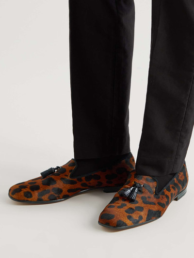 TOM FORD Leather-Trimmed Cheetah-Print Calf Hair Tasselled Loafers outlook