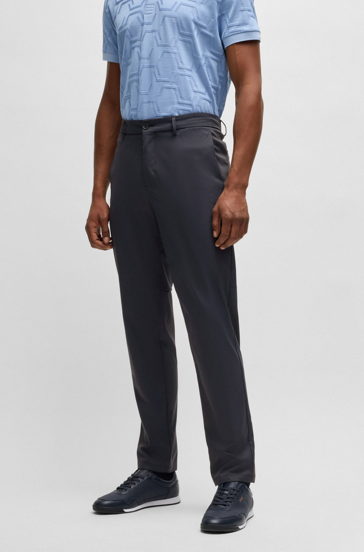 REGULAR-FIT CHINOS WITH HIDDEN DRAWCORD AND TAPERED LEG - 2