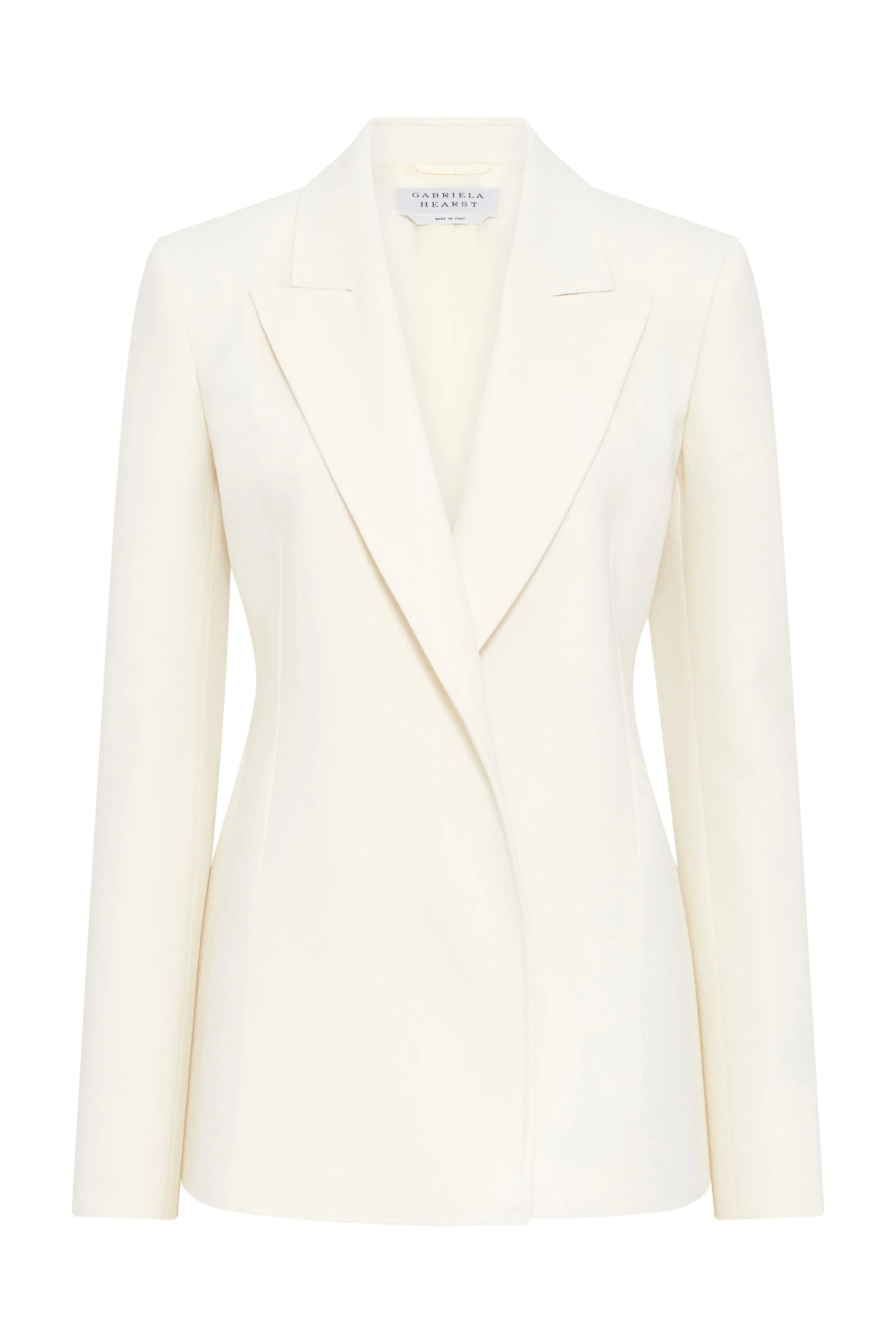 Aleah Blazer in Ivory Virgin Wool Crepe - 1