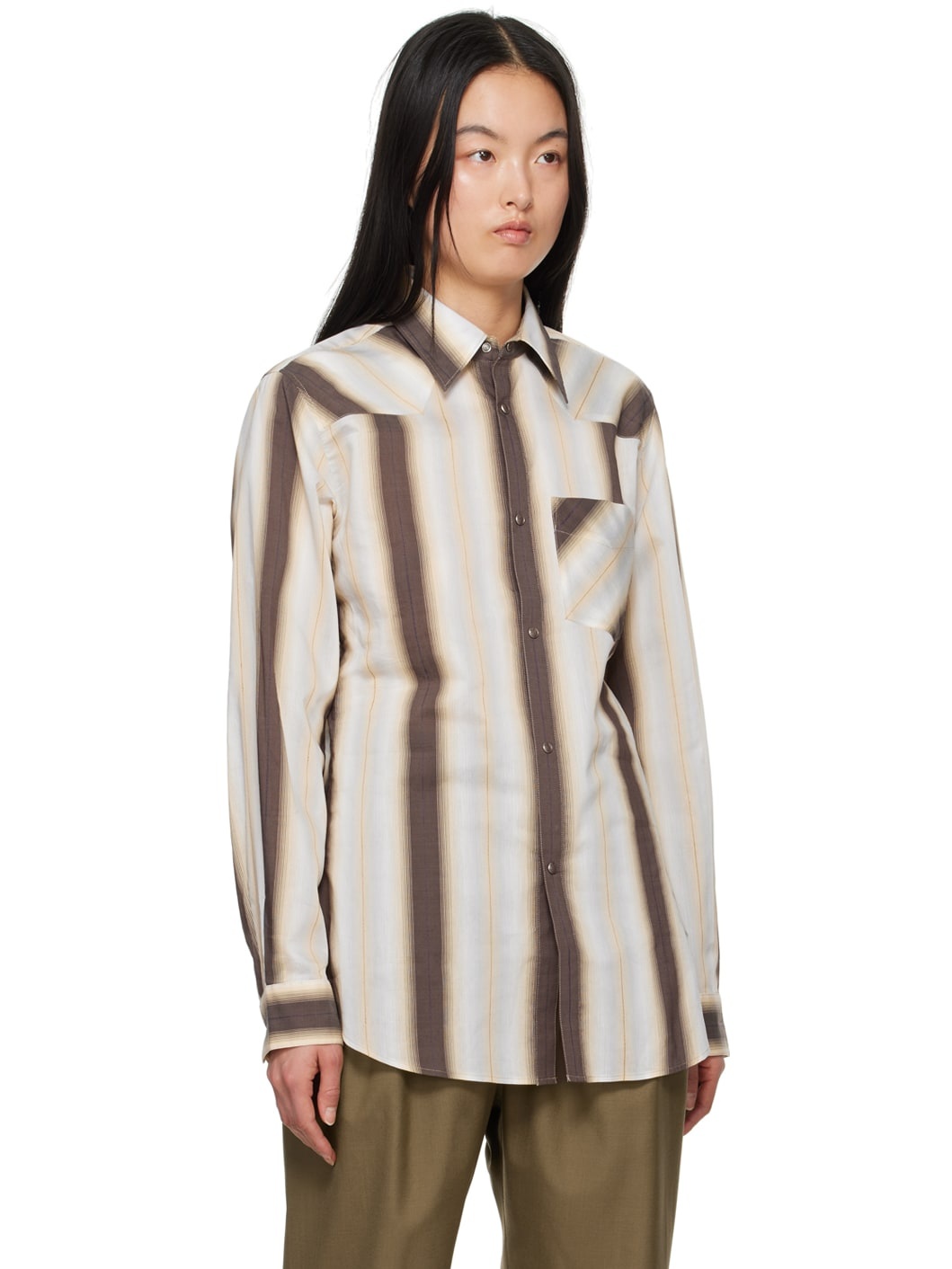 Brown & Orange Stripe Shirt - 2