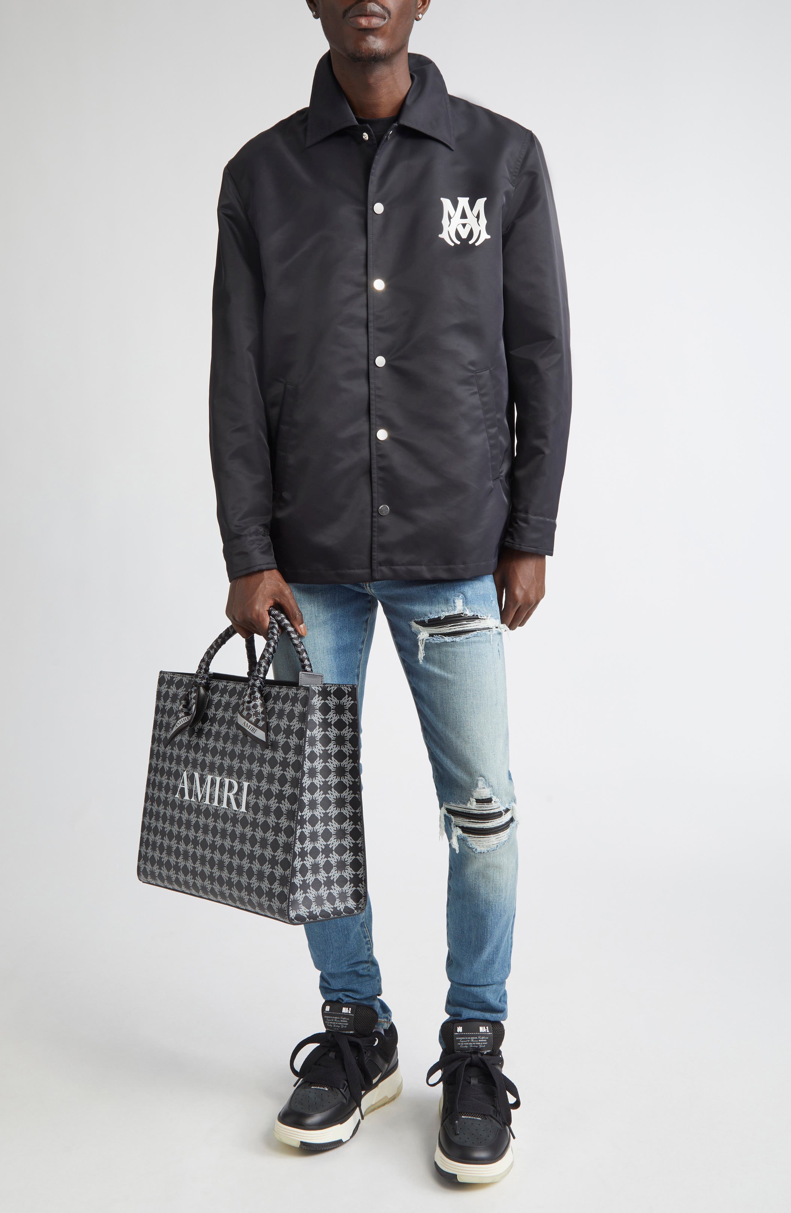 AMIRI MA Water Resistant Nylon Coach's Jacket in Black at Nordstrom - 2