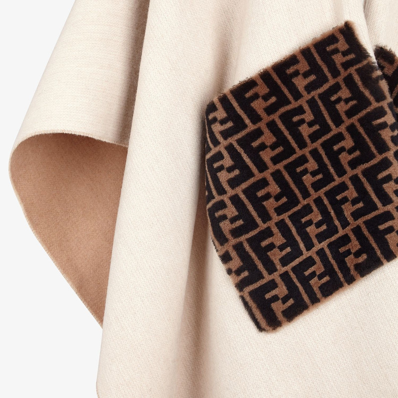 Beige wool and cashmere poncho 3