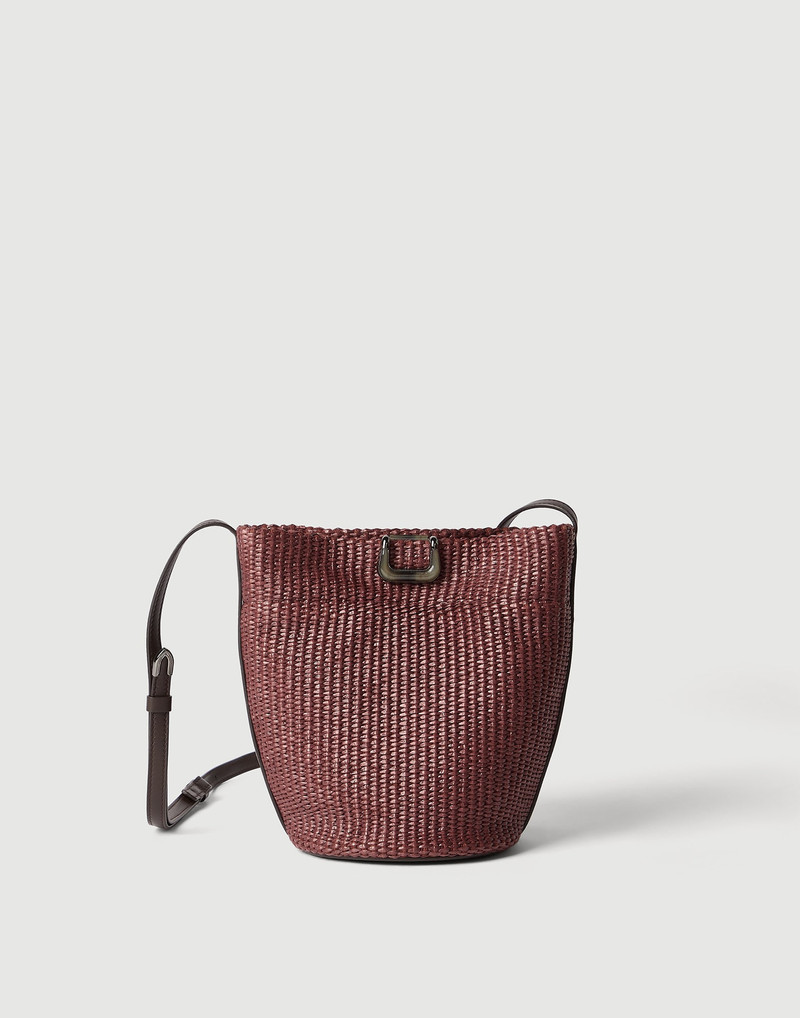 Sartorial small bucket bag in techno raffia 1