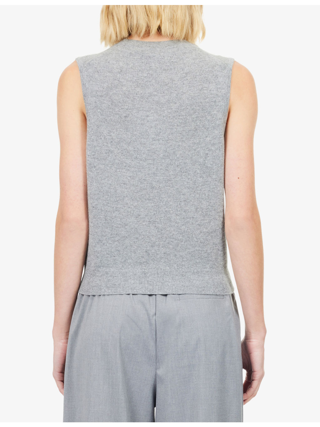 Sleeveless Crewneck Cashmere Top - 4