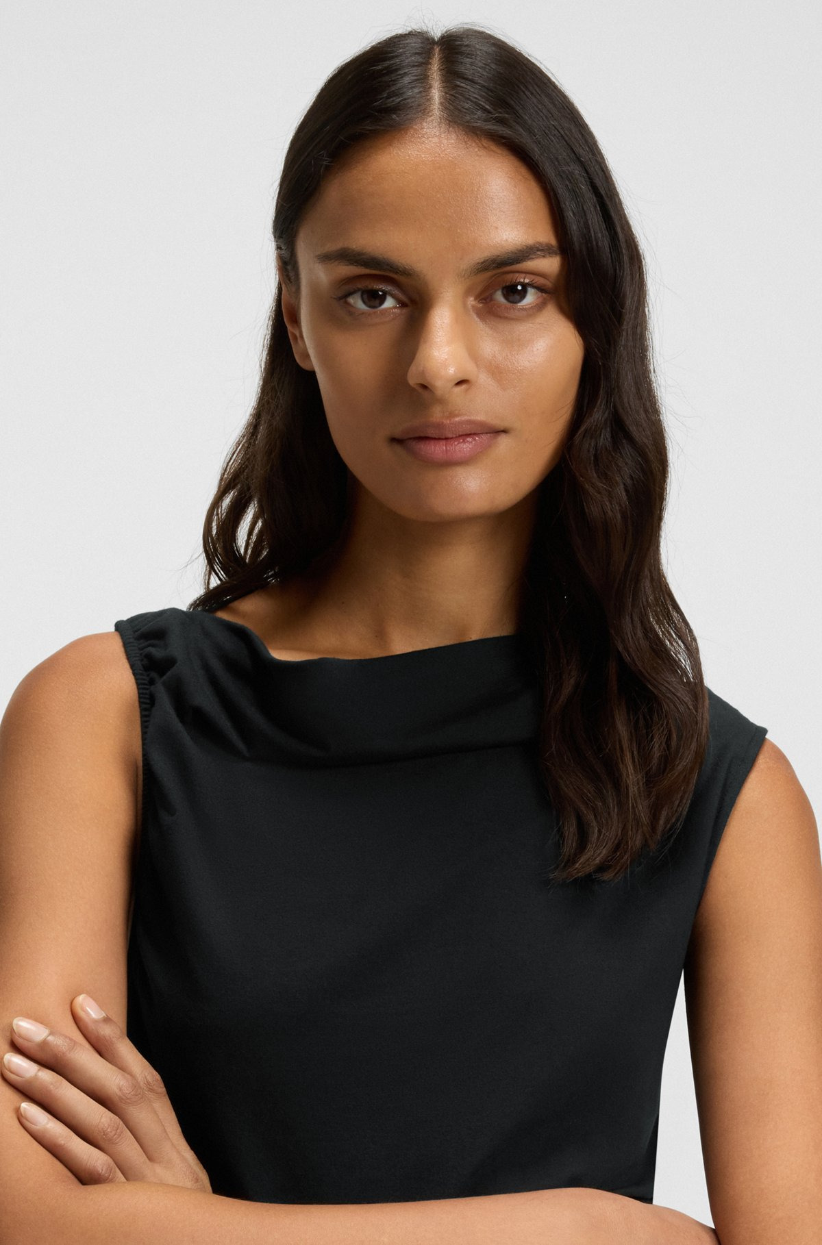 DRESS WITH ASYMMETRIC NECKLINE - 4
