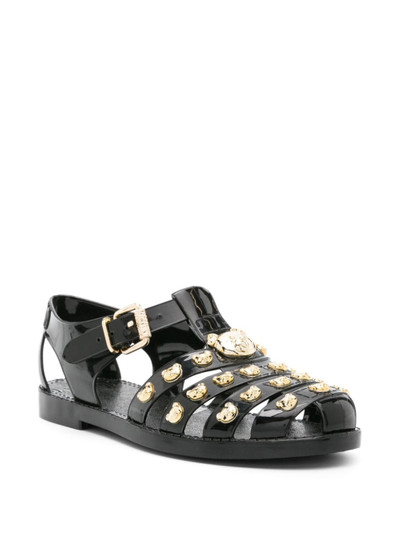 Moschino Teddy Bear-studded patent sandals outlook