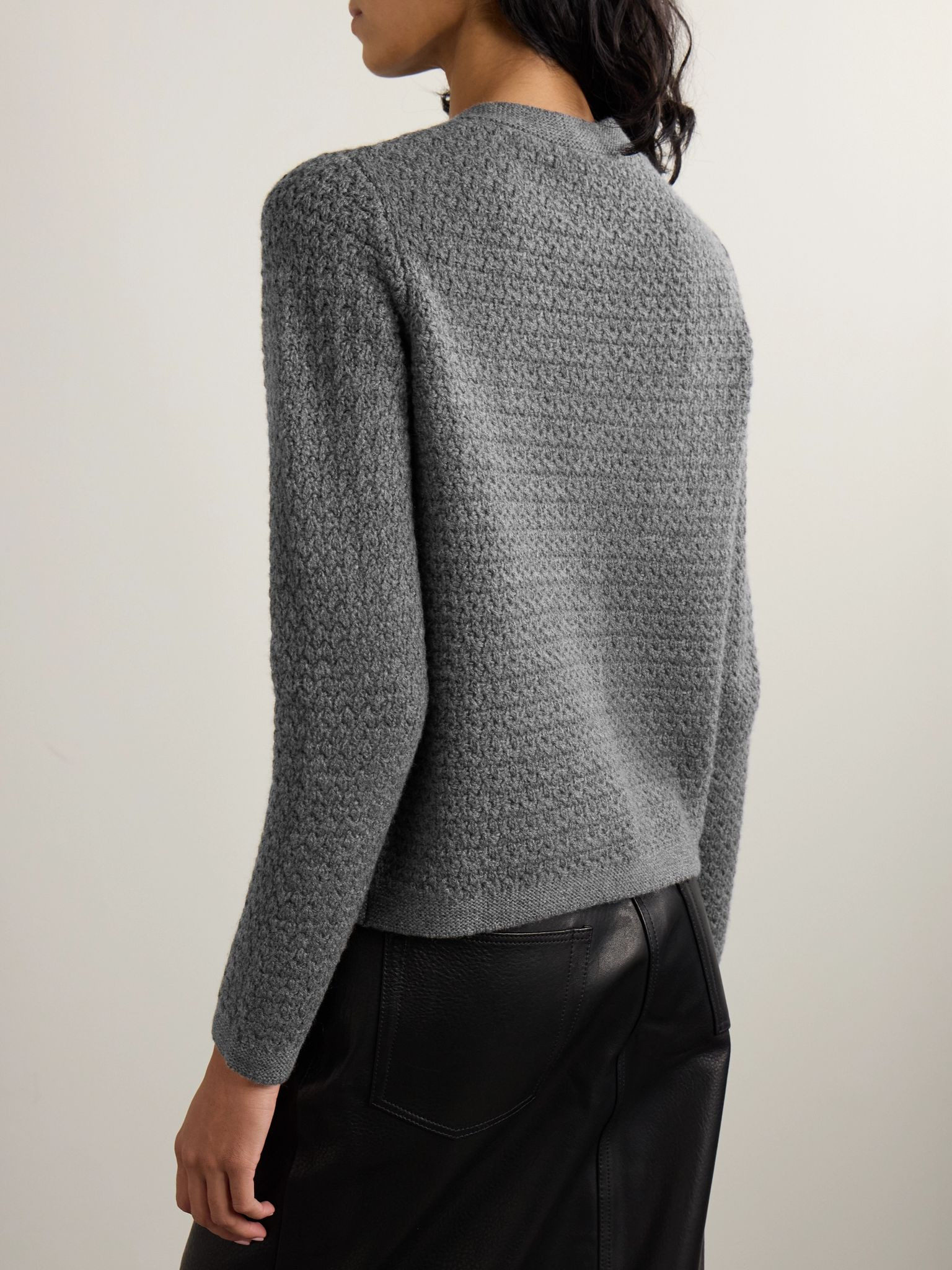 Tulip crocheted cashmere cardigan Gray - 3