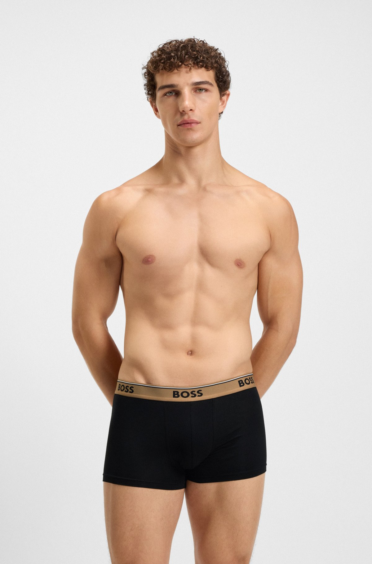 THREE-PACK OF STRETCH-COTTON TRUNKS WITH LOGO WAISTBAND - 7