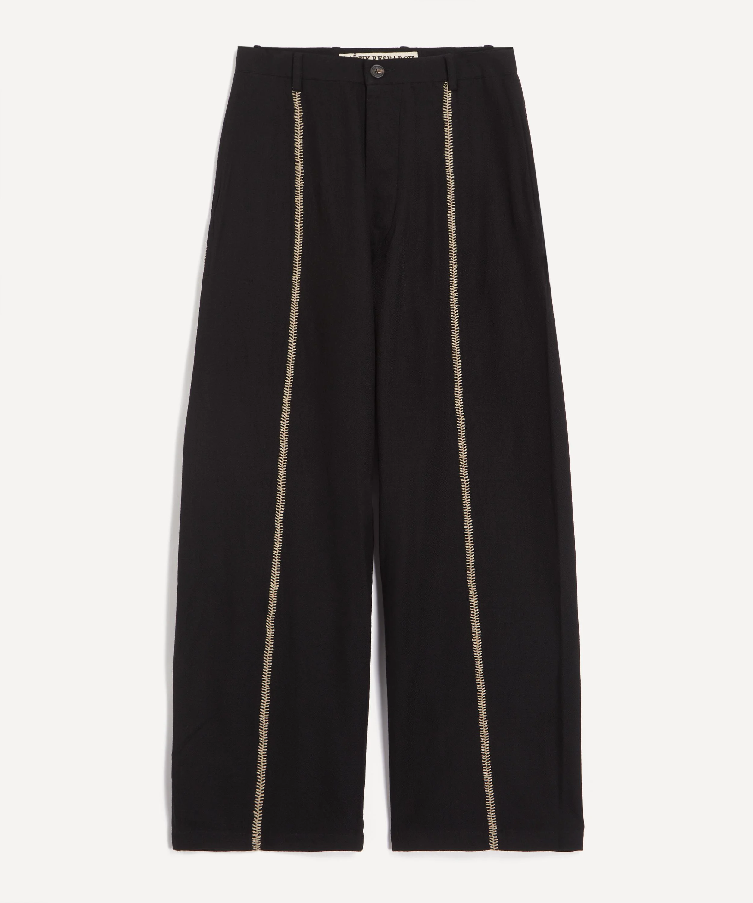 Black Wool Embroidered Sultan Trousers - 1
