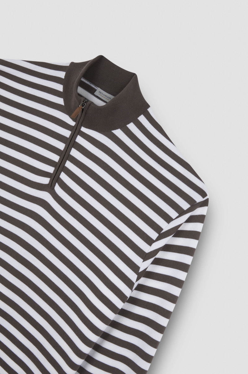 STRIPED WOOL CASHMERE HALF ZIP SWEATER 5