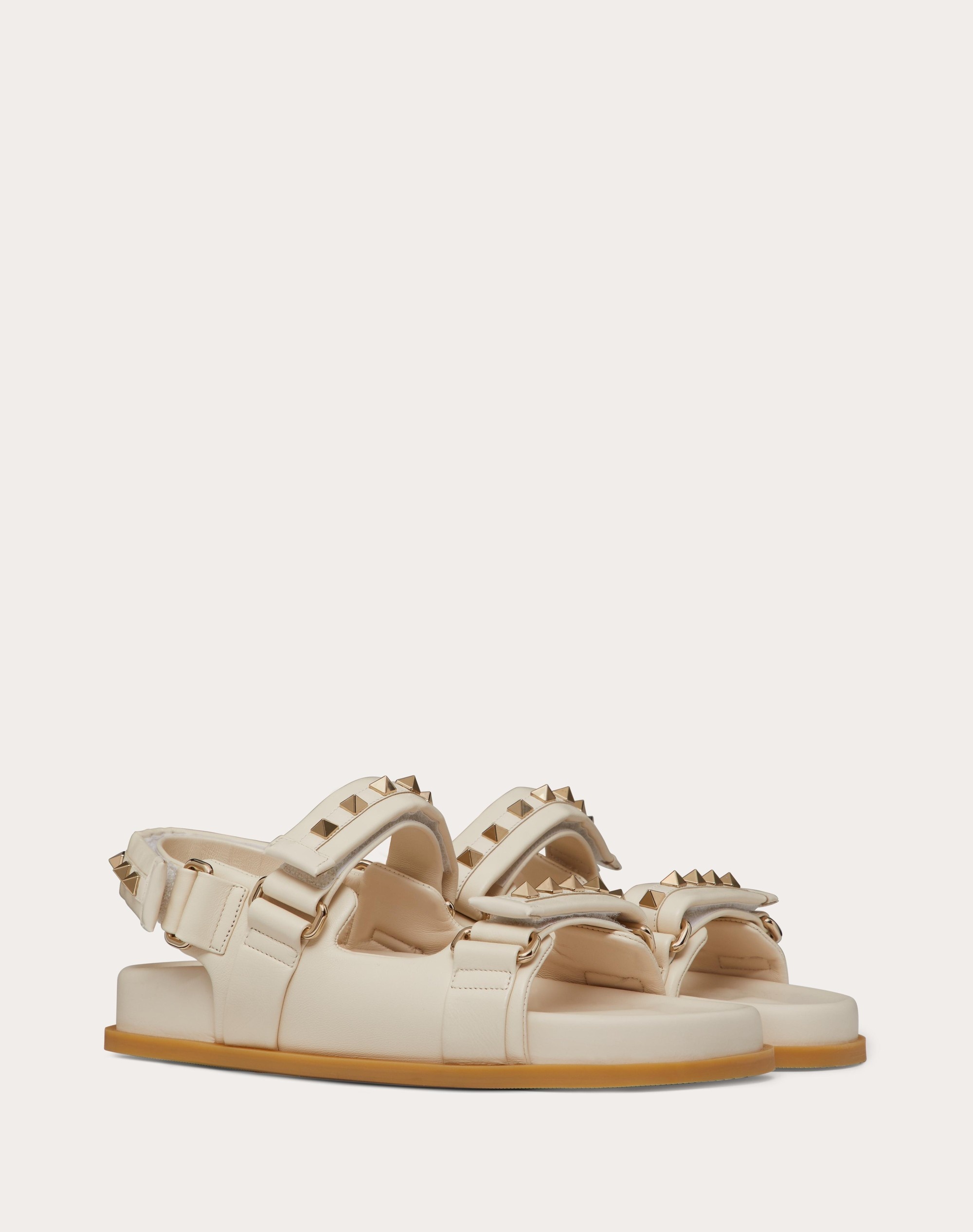 ROCKSTUD FLAT SANDAL IN NAPPA LEATHER - 2