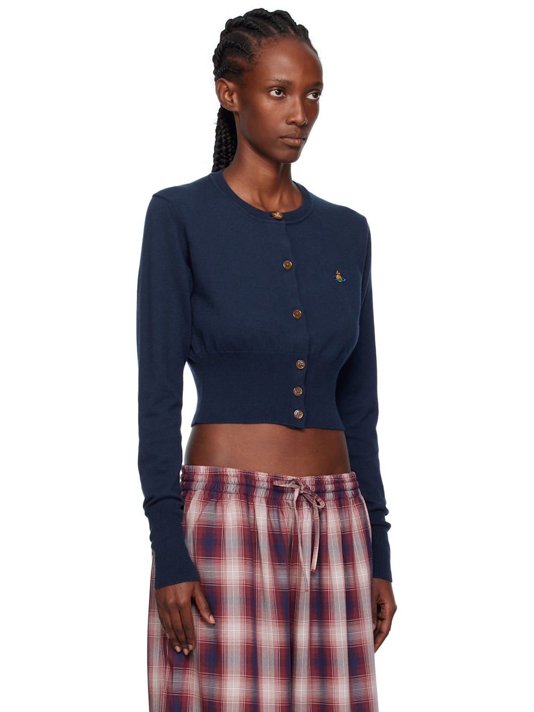 Navy Bea Cropped Cardigan - 2