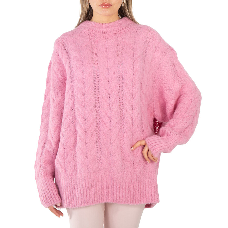 Stella McCartney Ladies Pink Cable Knit Cape Jumper - 3