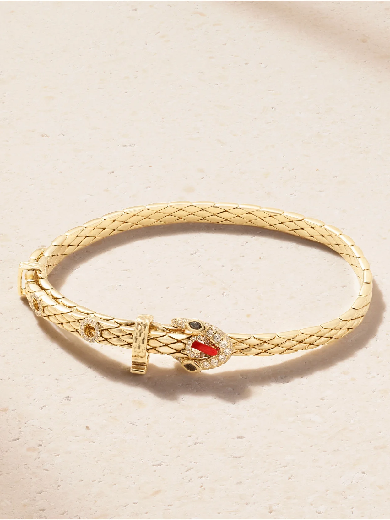 Python Mini 9-karat Gold, Diamond And Enamel Bracelet - 1