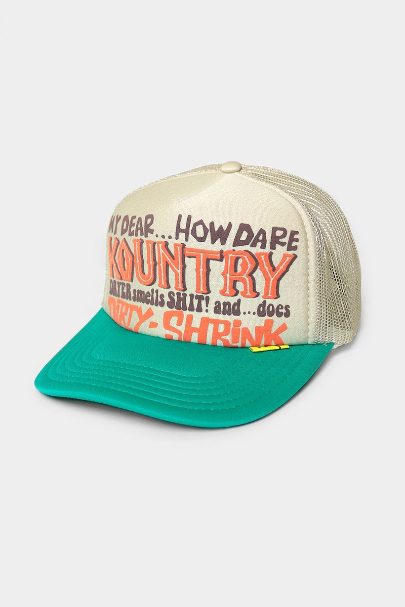 KOUNTRY DIRTY SHRINK TRUCKER CAP - BEIGE X TURQUOISE 1