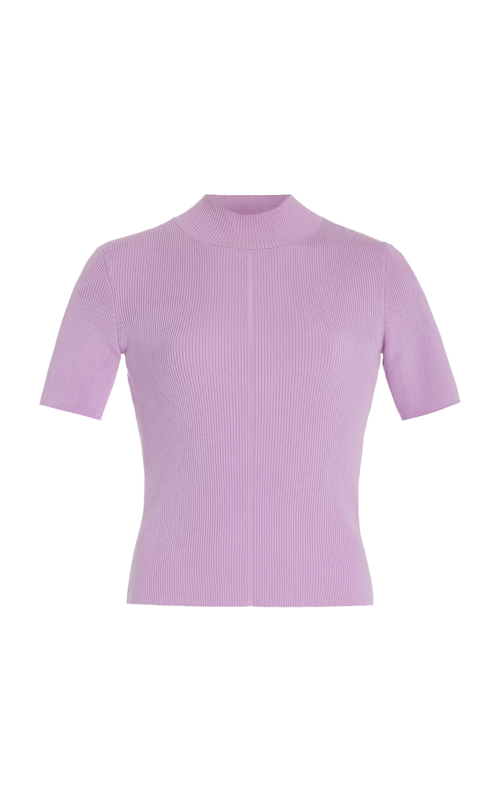 Ribbed-Knit Stretch-Silk T-Shirt purple - 1