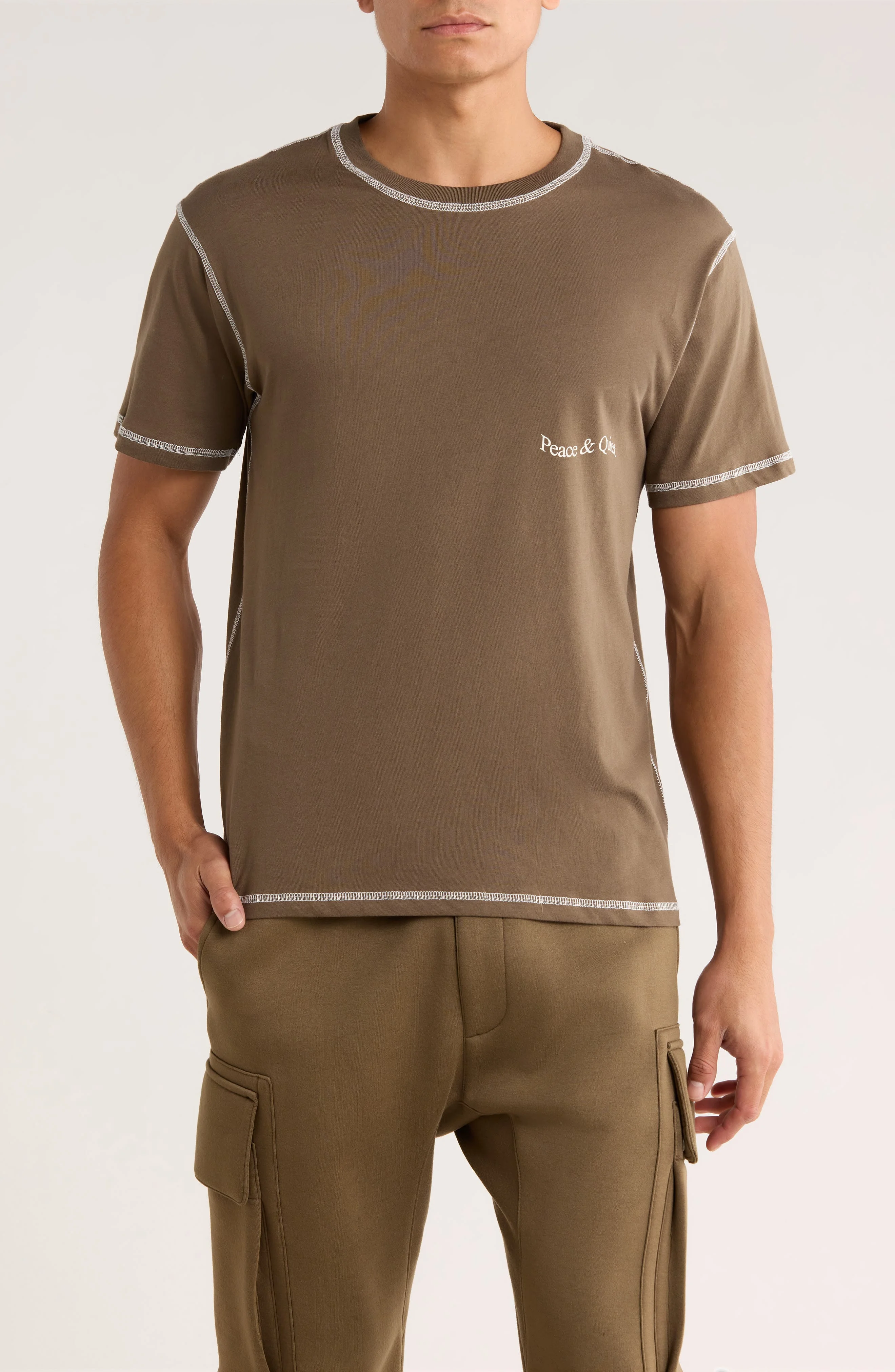 Museum of Peace & Quiet Wordmark Reverse Stitch Logo Graphic T-Shirt in Brown at Nordstrom - 1