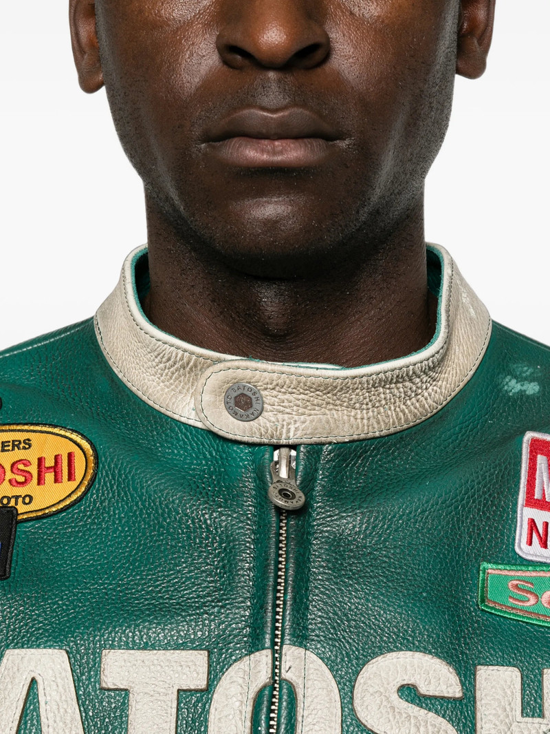 Satoshi Nakamoto Patch-detail Leather Jacket 4