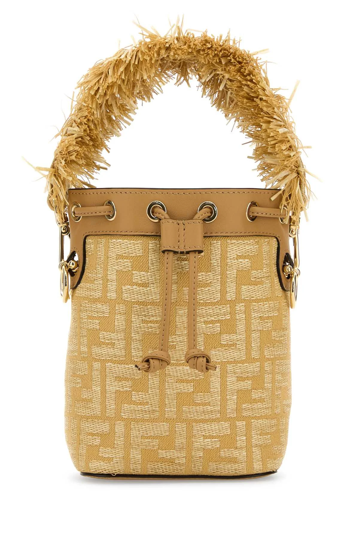 Fendi Women Embroidered Raffia Mini Mon Tresor Bucket Bag - 1
