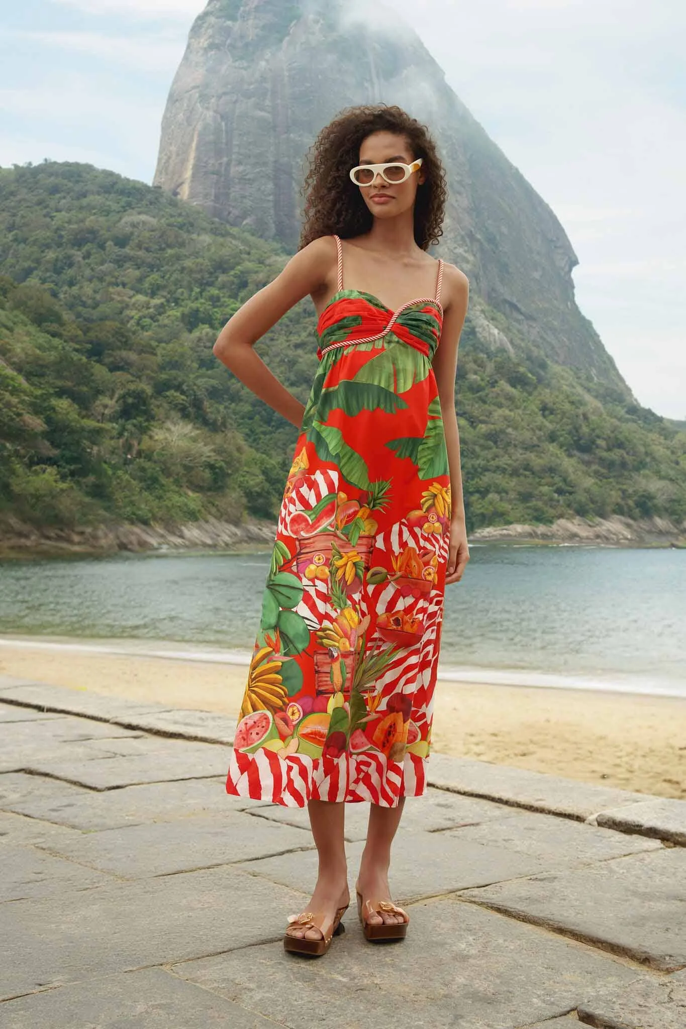 Fruit Trolley Red Sleveless Maxi Dress - 1